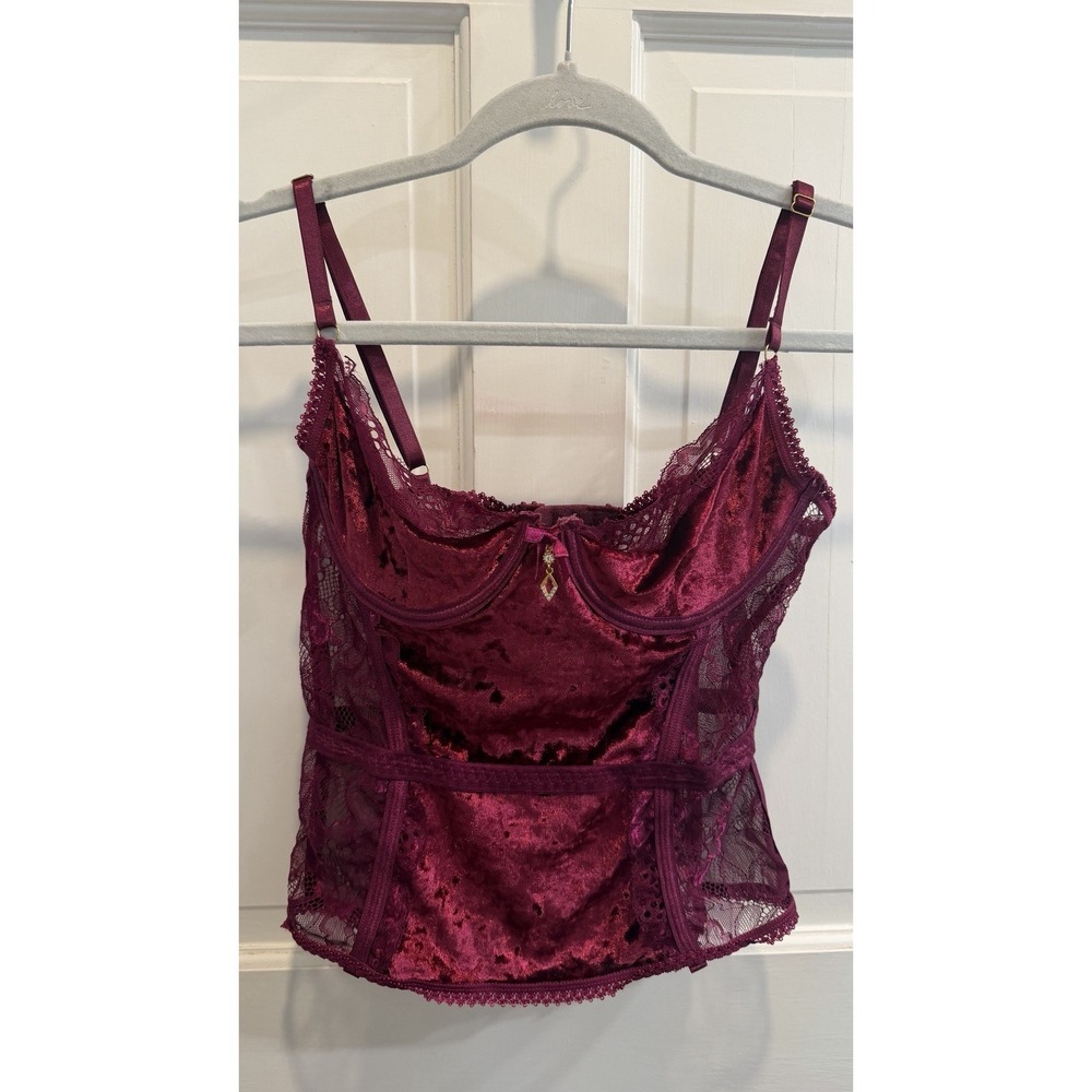 Seven till' Midnight burgundy velvet and mesh corset sz M